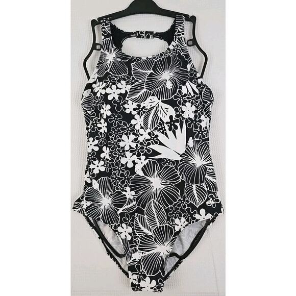 Aquabelle ~Woman Size 16~ White/Black One Piece Swimsuit NWT. - Picture 1 of 10